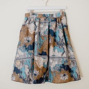 Modcloth Cotton Skirt with Pockets in Maps
